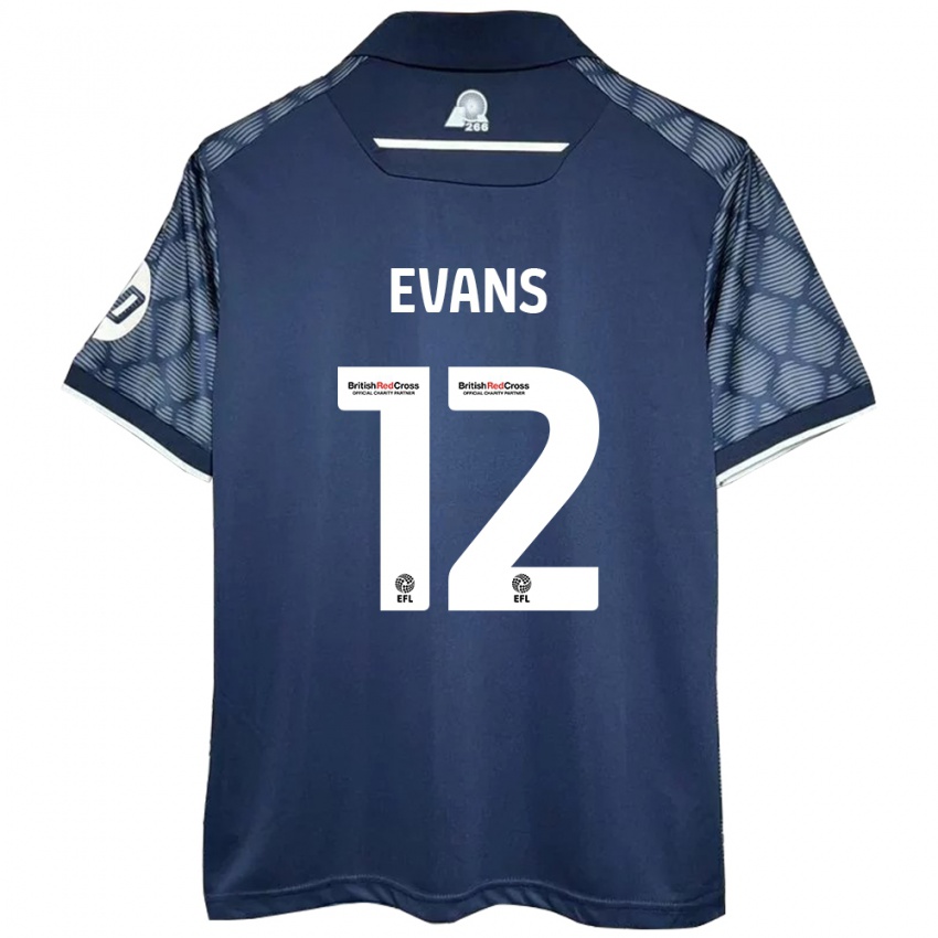 Bambino Maglia George Evans #12 Nero Kit Gara Away 2024/25 Maglietta