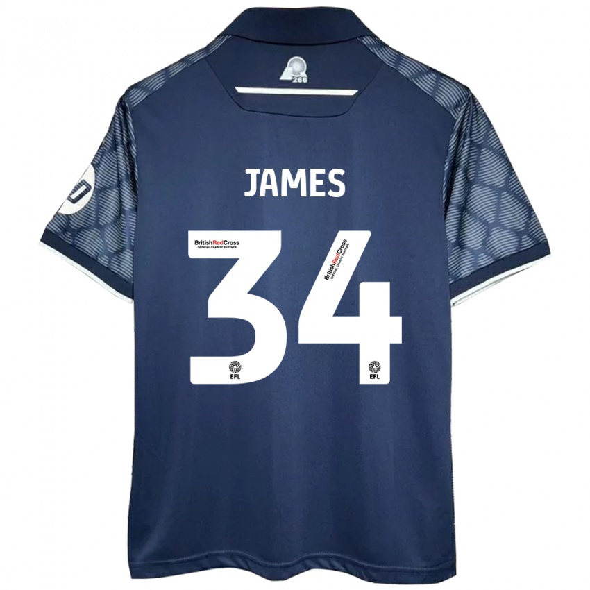 Bambino Maglia Aaron James #34 Nero Kit Gara Away 2024/25 Maglietta