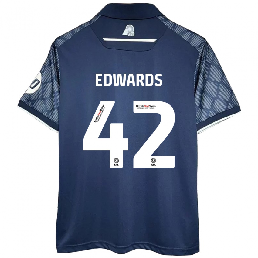 Bambino Maglia Callum Edwards #42 Nero Kit Gara Away 2024/25 Maglietta