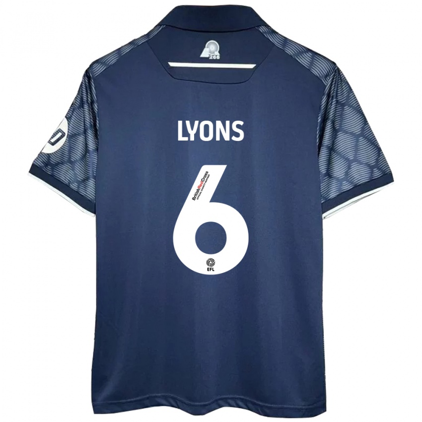 Bambino Maglia Lauryn Lyons #6 Nero Kit Gara Away 2024/25 Maglietta