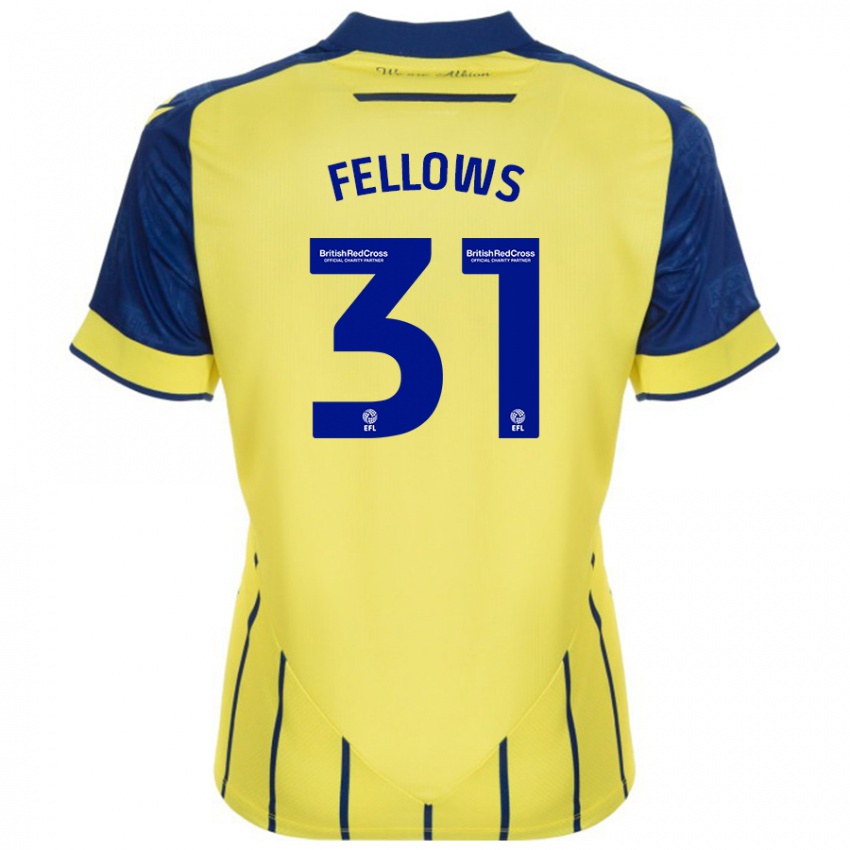 Bambino Maglia Tom Fellows #31 Giallo Blu Kit Gara Away 2024/25 Maglietta