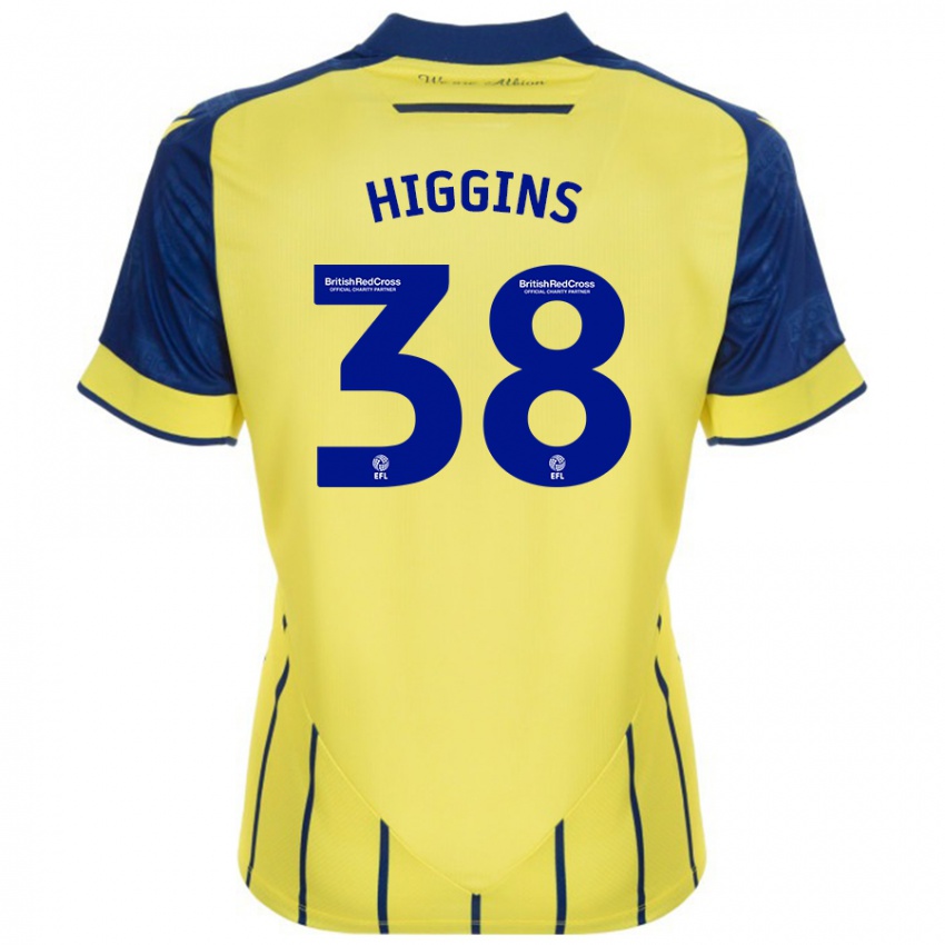 Bambino Maglia Akeel Higgins #38 Giallo Blu Kit Gara Away 2024/25 Maglietta