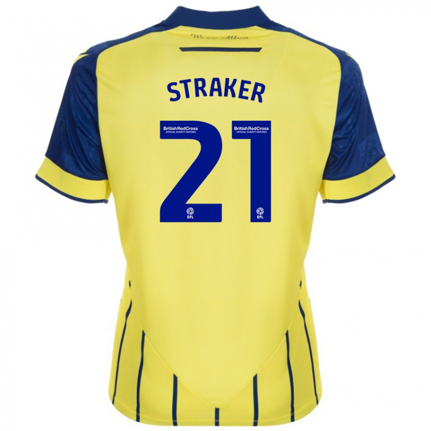 Bambino Maglia Jannelle Straker #21 Giallo Blu Kit Gara Away 2024/25 Maglietta