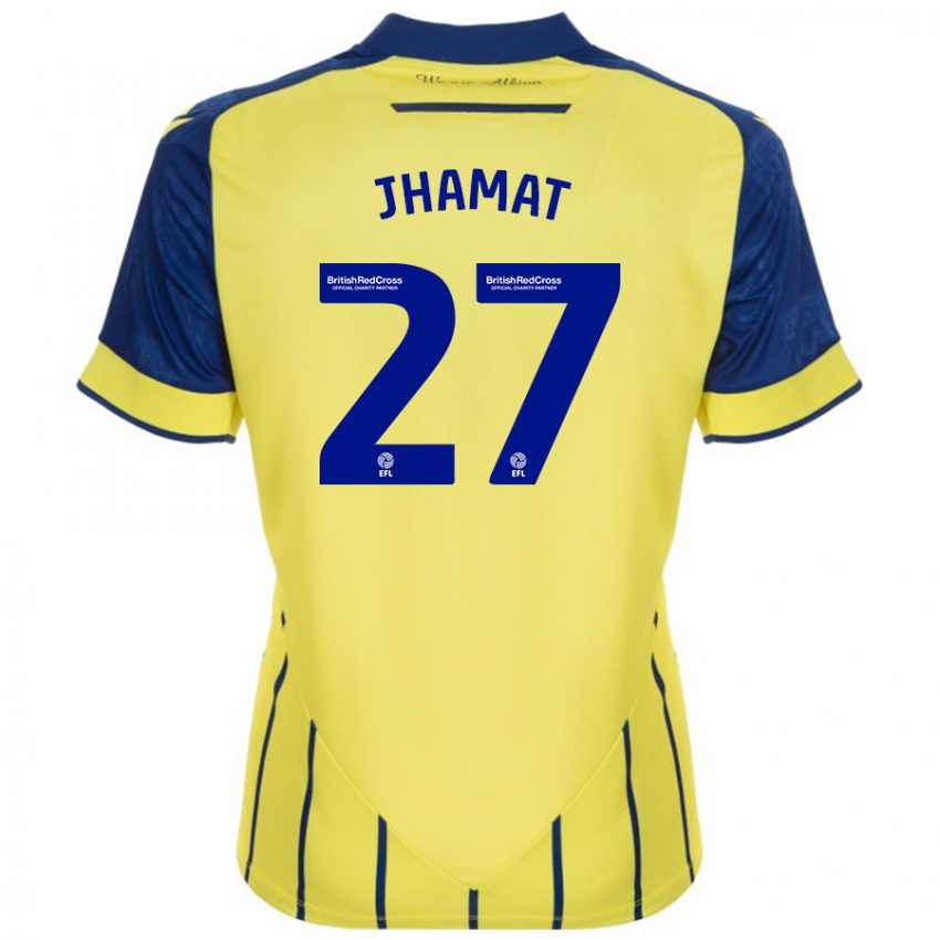 Bambino Maglia Simran Jhamat #27 Giallo Blu Kit Gara Away 2024/25 Maglietta