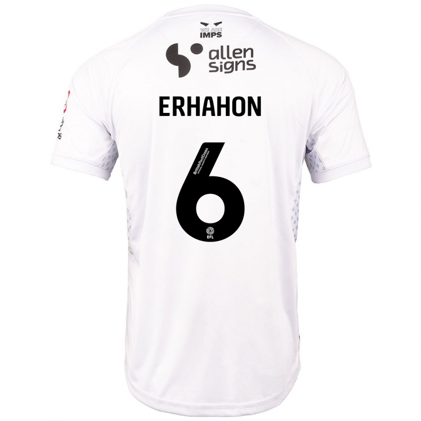 Bambino Maglia Ethan Erhahon #6 Rosso Bianco Kit Gara Away 2024/25 Maglietta