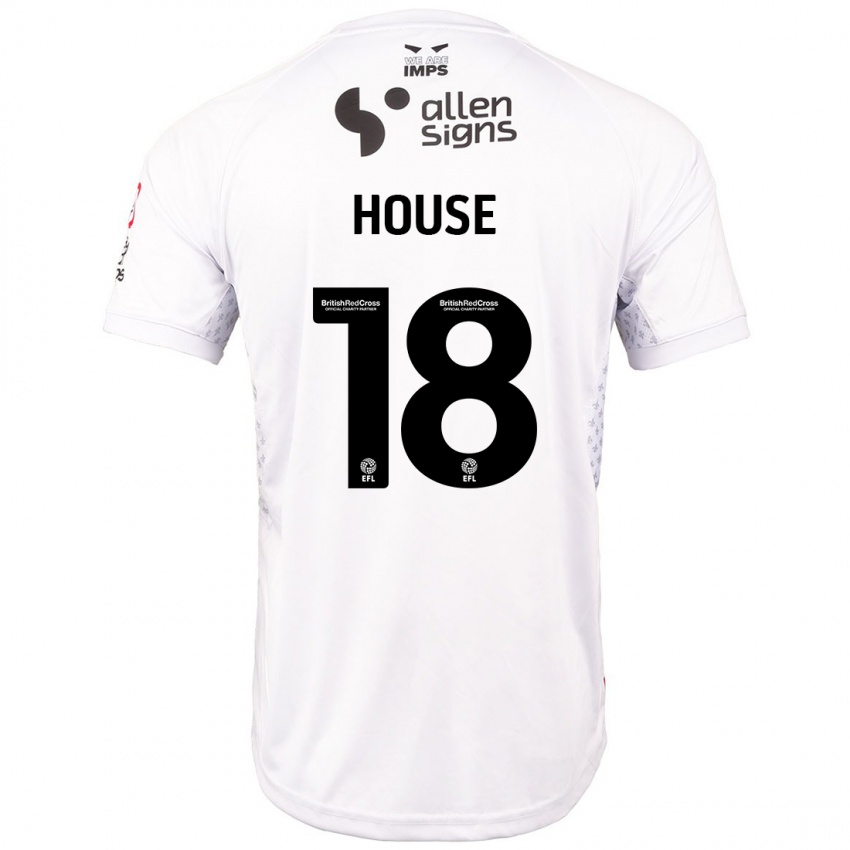 Bambino Maglia Ben House #18 Rosso Bianco Kit Gara Away 2024/25 Maglietta