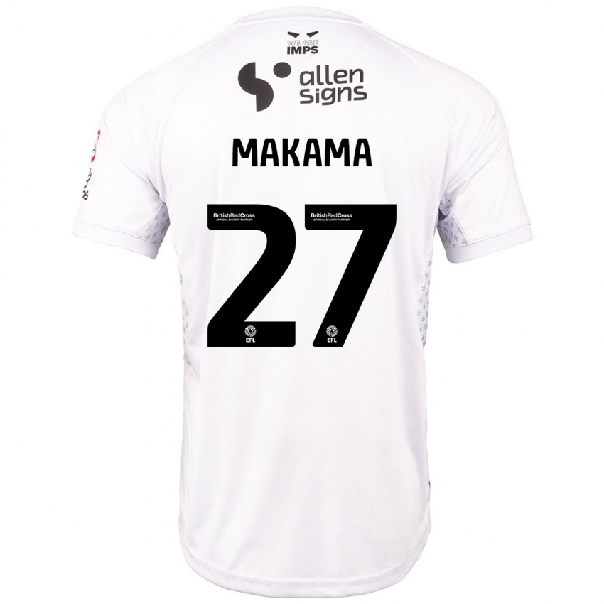 Bambino Maglia Jovon Makama #27 Rosso Bianco Kit Gara Away 2024/25 Maglietta