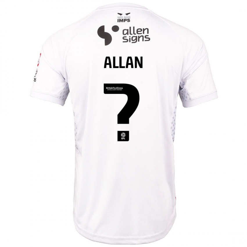 Bambino Maglia Isaac Allan #0 Rosso Bianco Kit Gara Away 2024/25 Maglietta