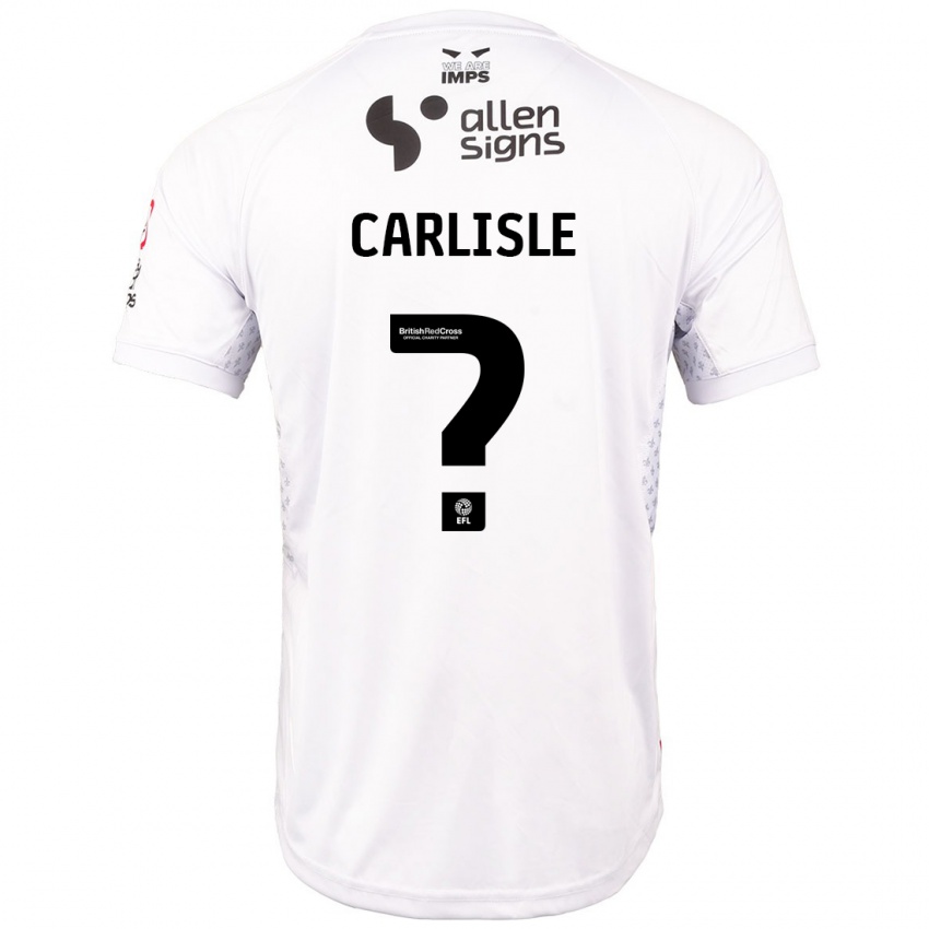 Bambino Maglia Charlie Carlisle #0 Rosso Bianco Kit Gara Away 2024/25 Maglietta