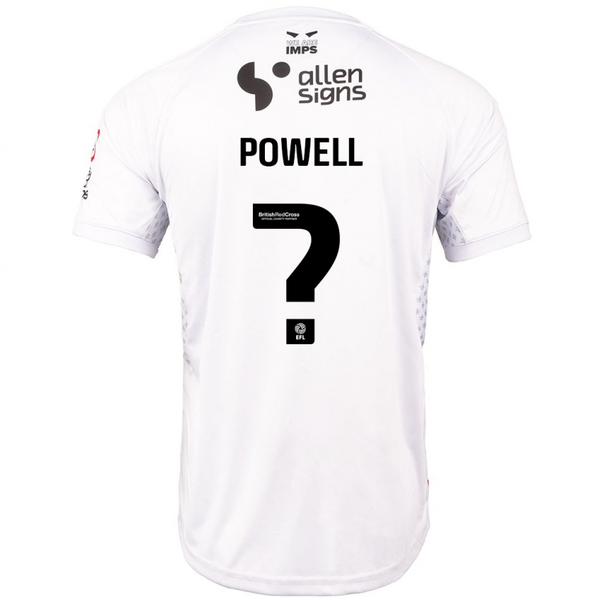 Bambino Maglia Darryl Powell #0 Rosso Bianco Kit Gara Away 2024/25 Maglietta