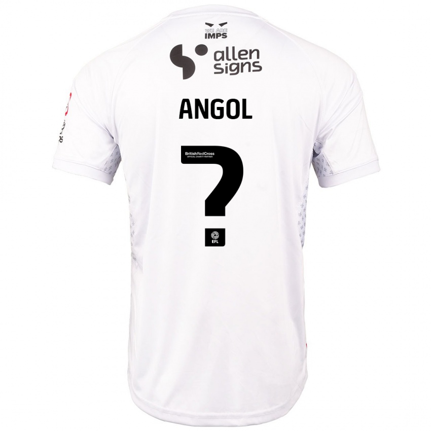 Bambino Maglia Mekhi Angol #0 Rosso Bianco Kit Gara Away 2024/25 Maglietta