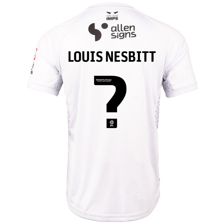 Bambino Maglia Louis Nesbitt #0 Rosso Bianco Kit Gara Away 2024/25 Maglietta