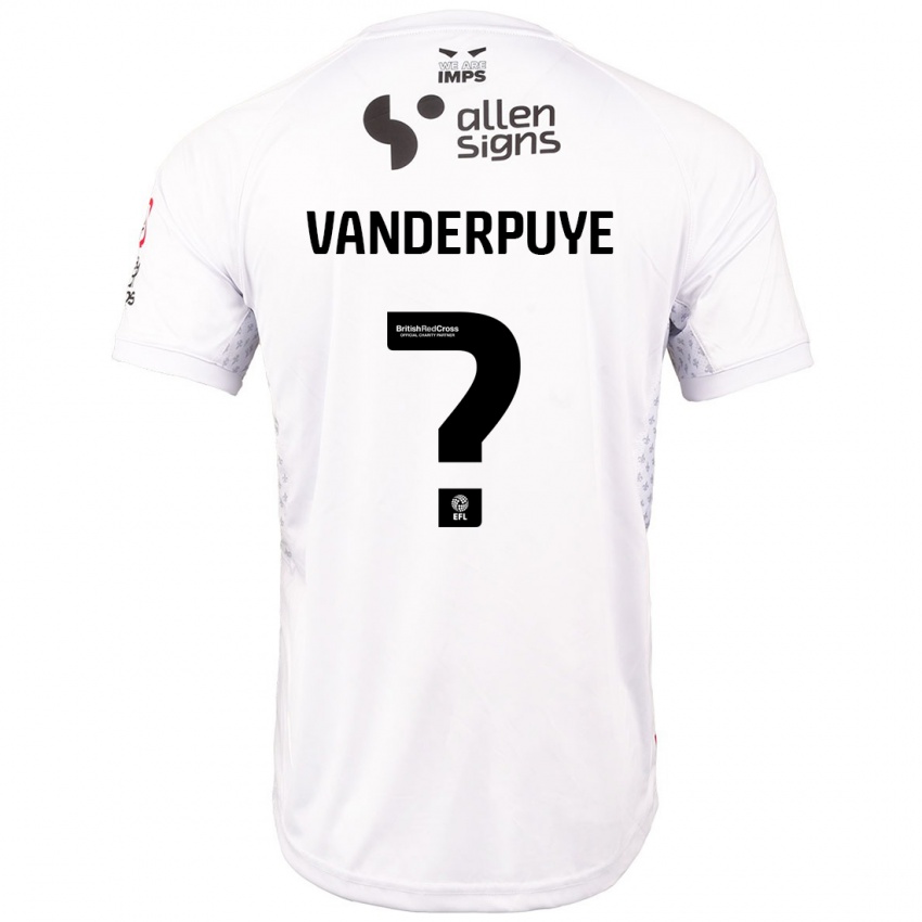 Bambino Maglia Daniel Vanderpuye #0 Rosso Bianco Kit Gara Away 2024/25 Maglietta