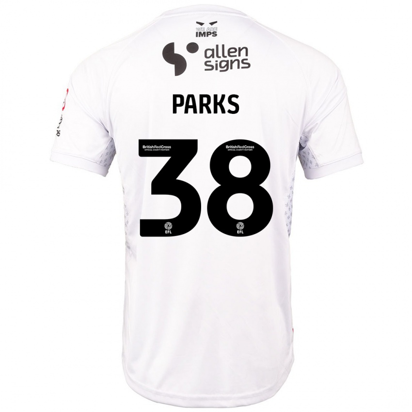 Bambino Maglia Charlie Parks #38 Rosso Bianco Kit Gara Away 2024/25 Maglietta