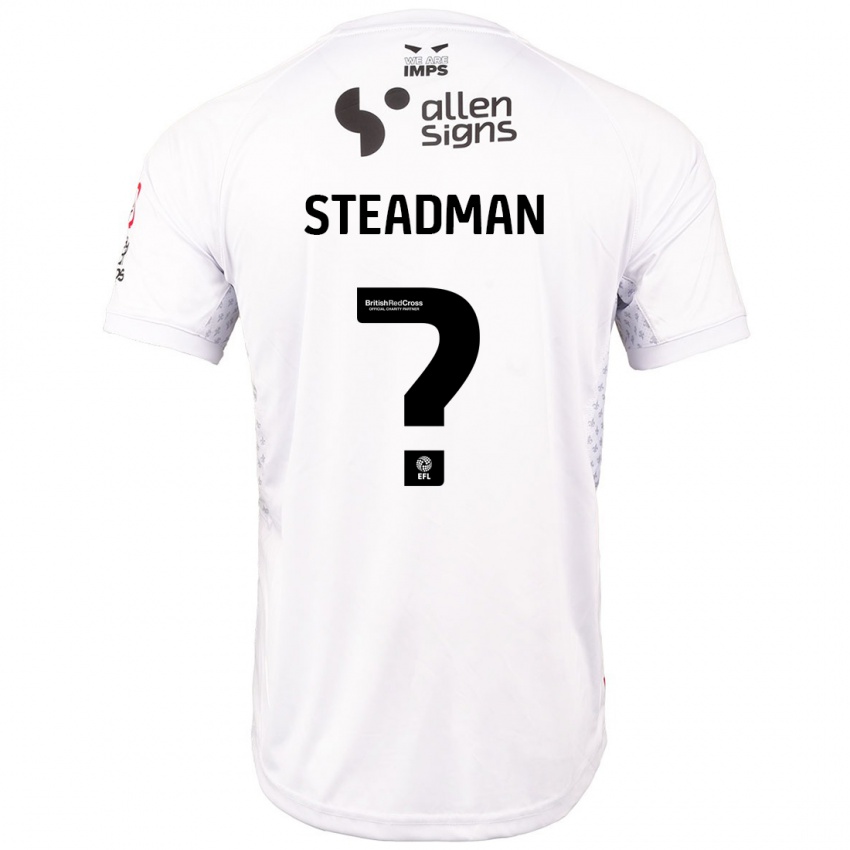 Bambino Maglia Jodie Steadman #0 Rosso Bianco Kit Gara Away 2024/25 Maglietta