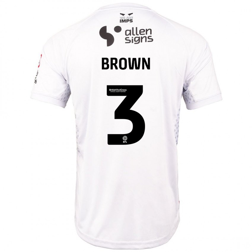 Bambino Maglia Jaden Brown #3 Rosso Bianco Kit Gara Away 2024/25 Maglietta