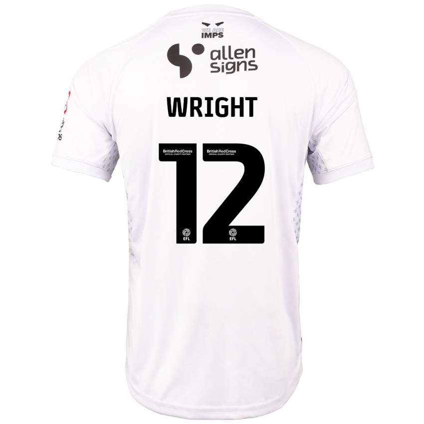 Bambino Maglia Jordan Wright #12 Rosso Bianco Kit Gara Away 2024/25 Maglietta