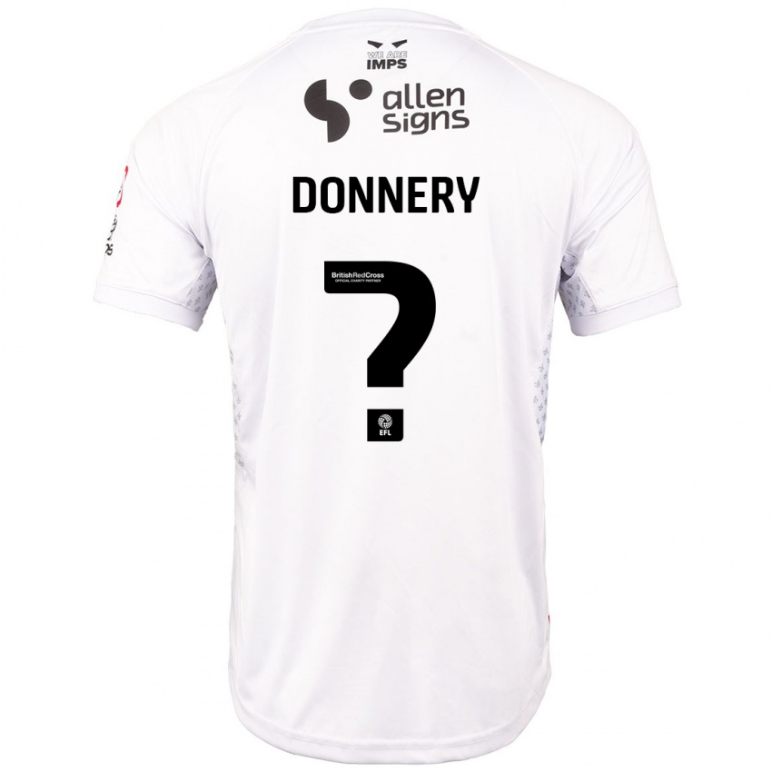 Bambino Maglia Julian Donnery #0 Rosso Bianco Kit Gara Away 2024/25 Maglietta