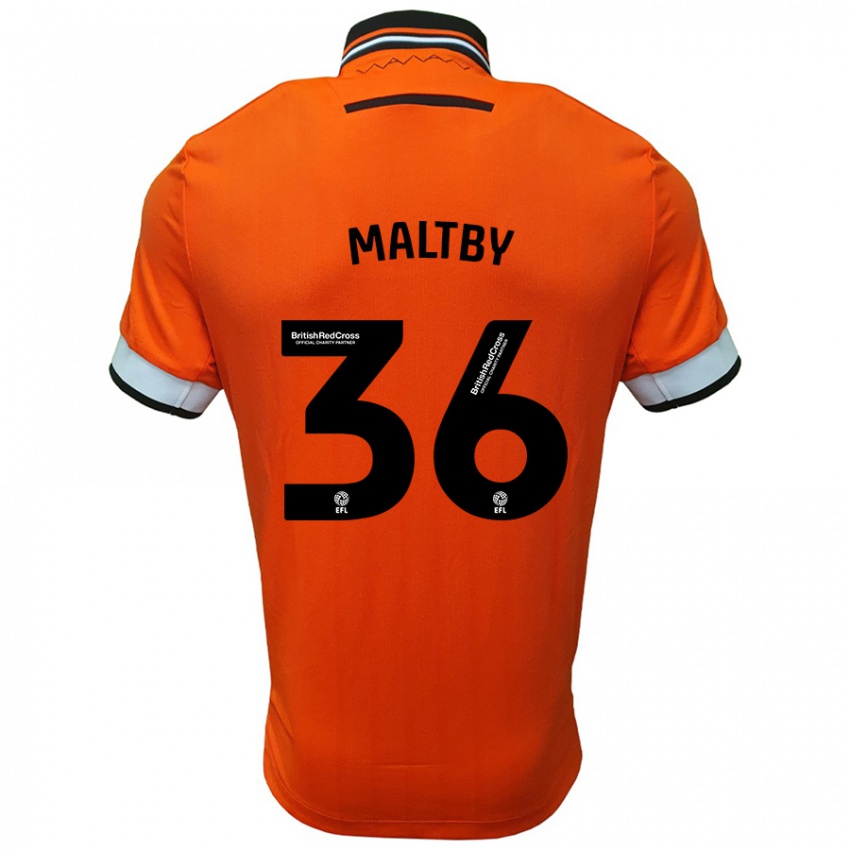 Bambino Maglia Mackenzie Maltby #36 Arancione Bianco Kit Gara Away 2024/25 Maglietta