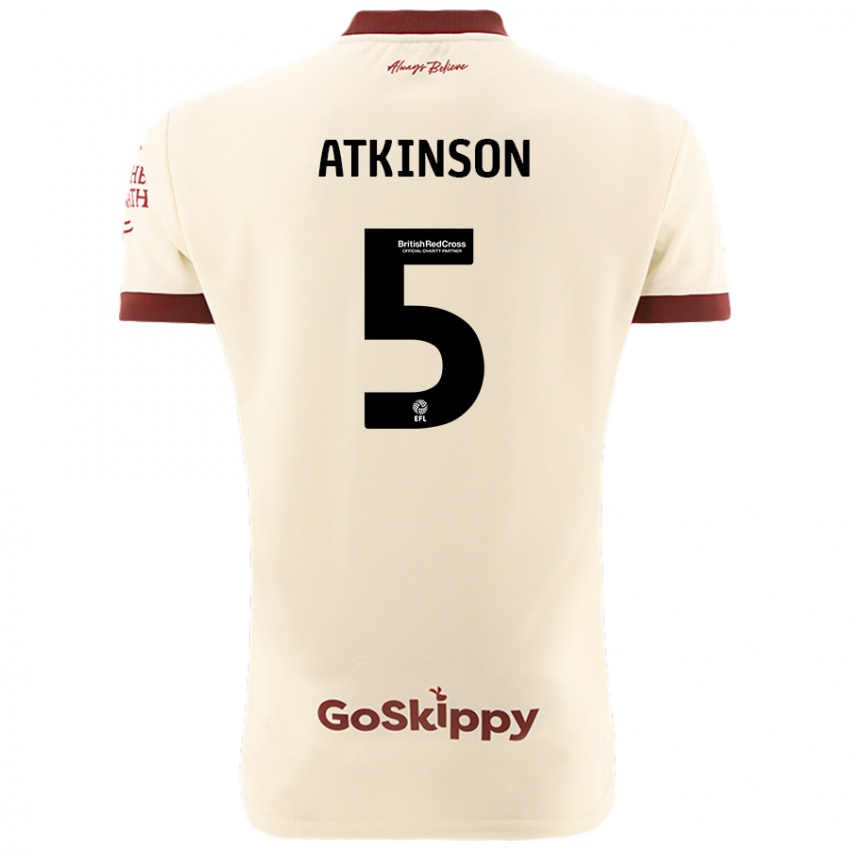 Bambino Maglia Rob Atkinson #5 Crema Bianco Kit Gara Away 2024/25 Maglietta