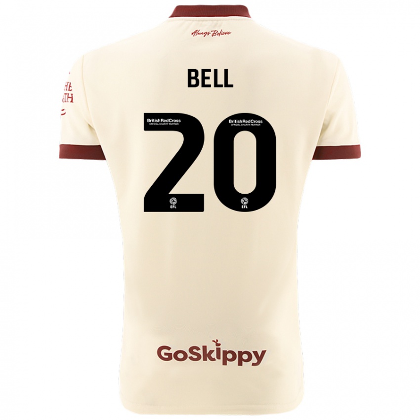 Bambino Maglia Sam Bell #20 Crema Bianco Kit Gara Away 2024/25 Maglietta