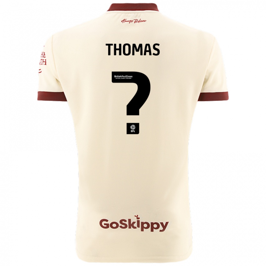 Bambino Maglia Olly Thomas #0 Crema Bianco Kit Gara Away 2024/25 Maglietta