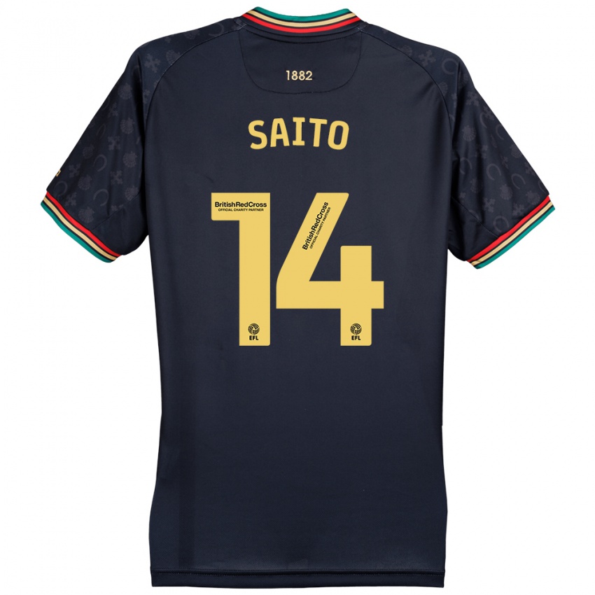 Bambino Maglia Koki Saito #14 Blu Navy Scuro Kit Gara Away 2024/25 Maglietta