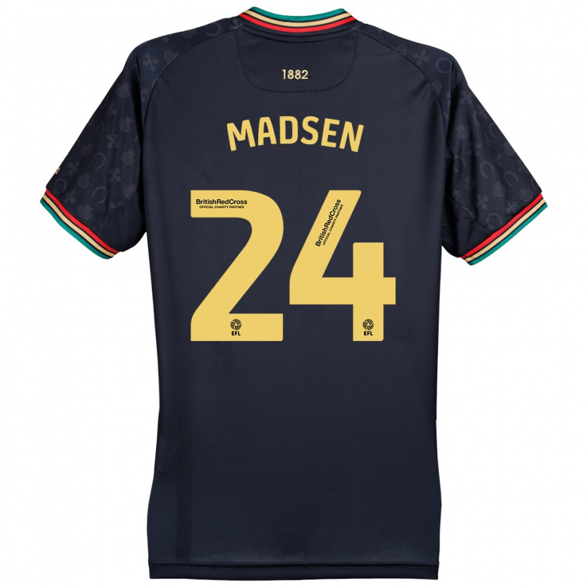 Bambino Maglia Nicolas Madsen #24 Blu Navy Scuro Kit Gara Away 2024/25 Maglietta