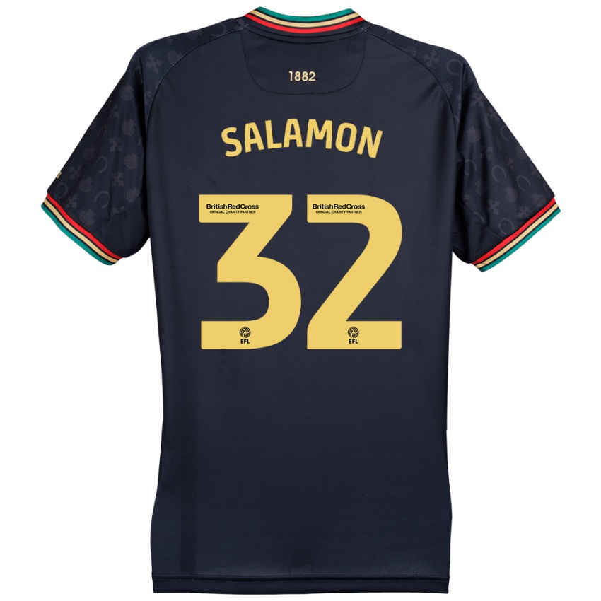 Bambino Maglia Matteo Salamon #32 Blu Navy Scuro Kit Gara Away 2024/25 Maglietta