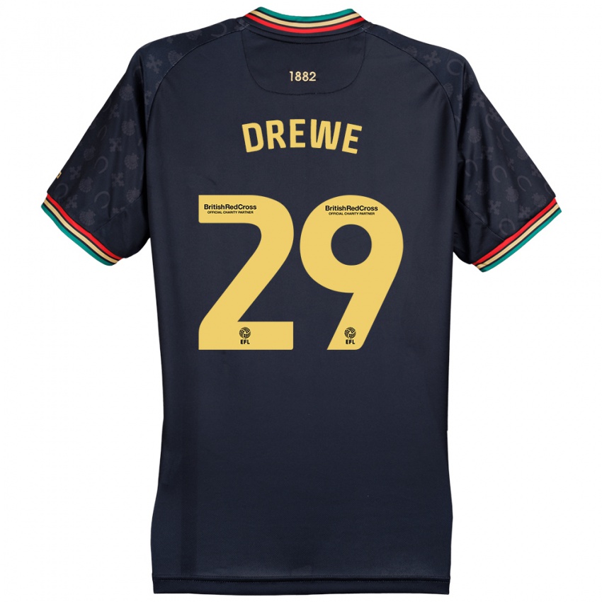 Bambino Maglia Aaron Drewe #29 Blu Navy Scuro Kit Gara Away 2024/25 Maglietta