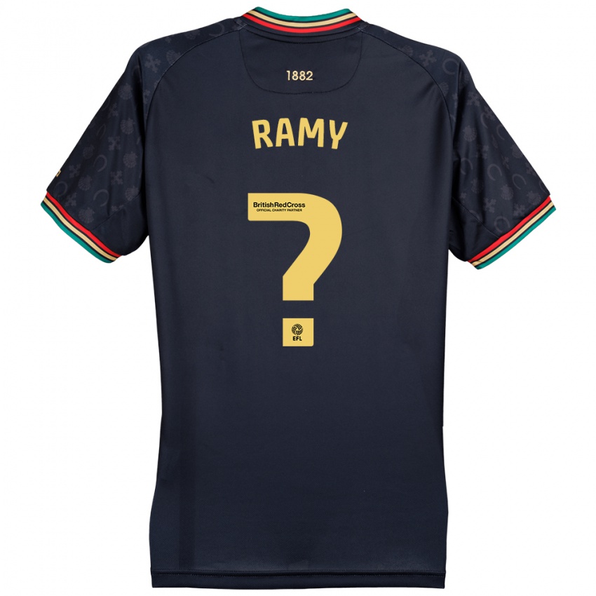 Bambino Maglia Ramy Bouhiaoui #0 Blu Navy Scuro Kit Gara Away 2024/25 Maglietta