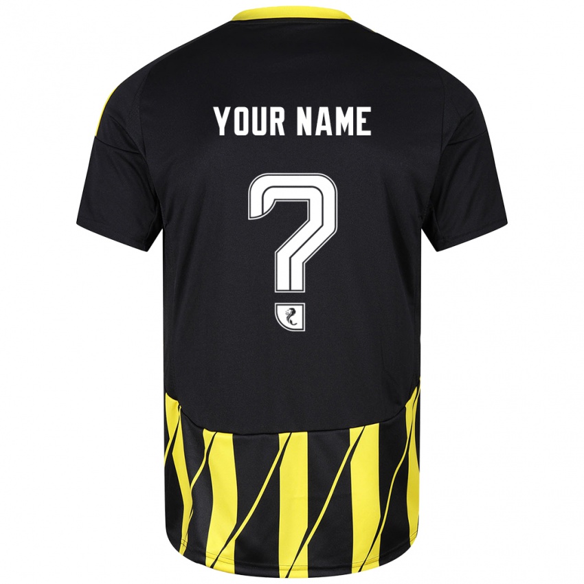 Bambino Maglia Il Tuo Nome #0 Nero Giallo Kit Gara Away 2024/25 Maglietta