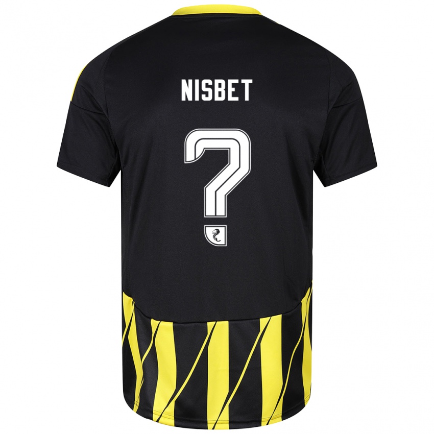 Bambino Maglia Kevin Nisbet #0 Nero Giallo Kit Gara Away 2024/25 Maglietta