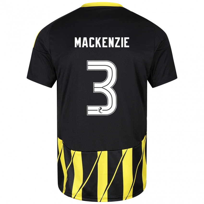 Bambino Maglia Jack Mackenzie #3 Nero Giallo Kit Gara Away 2024/25 Maglietta