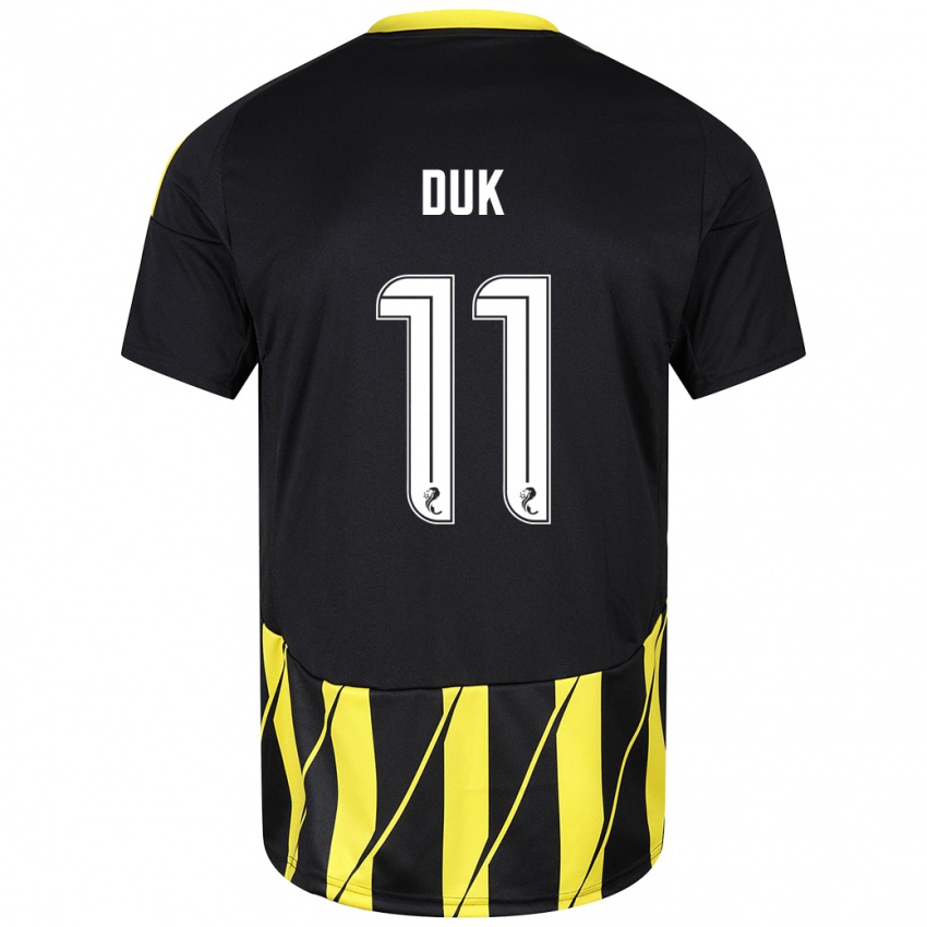 Bambino Maglia Duk #11 Nero Giallo Kit Gara Away 2024/25 Maglietta