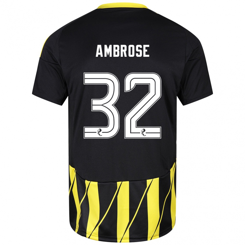 Bambino Maglia Peter Ambrose #32 Nero Giallo Kit Gara Away 2024/25 Maglietta