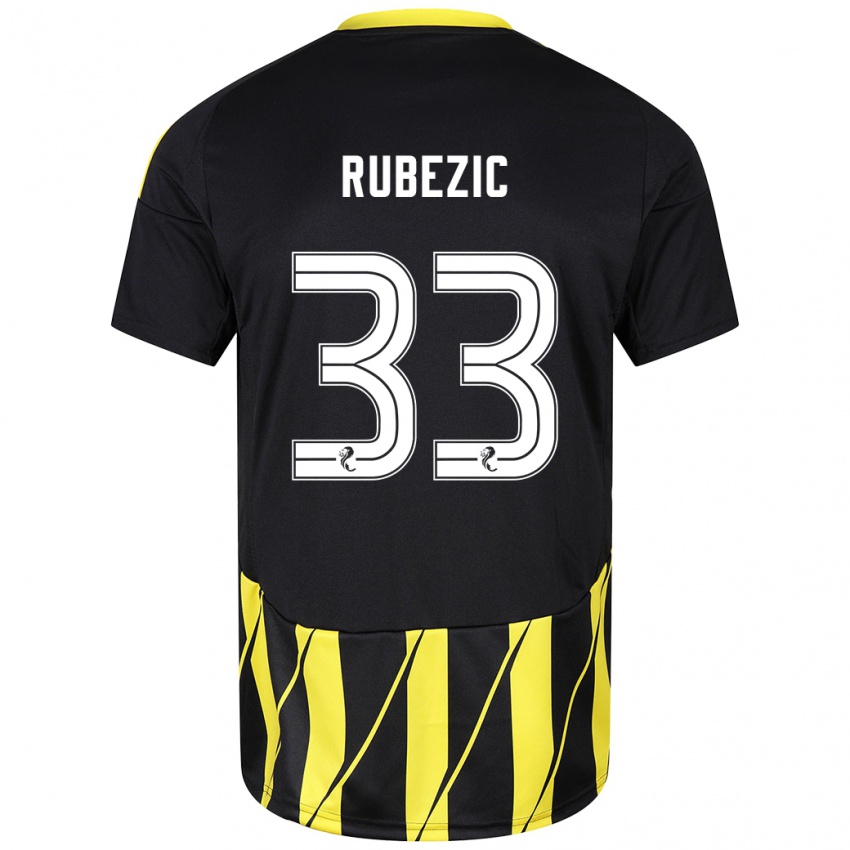 Bambino Maglia Slobodan Rubezic #33 Nero Giallo Kit Gara Away 2024/25 Maglietta