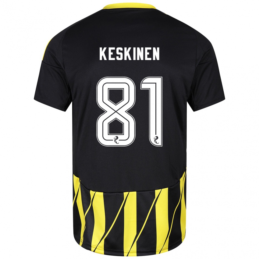 Bambino Maglia Topi Keskinen #81 Nero Giallo Kit Gara Away 2024/25 Maglietta