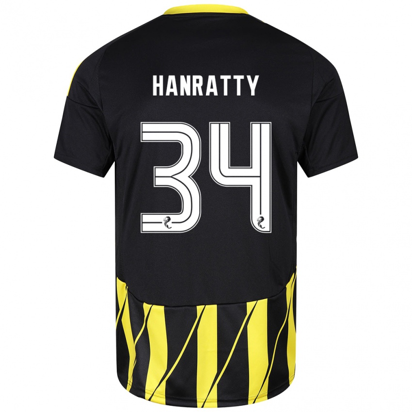 Bambino Maglia Kevin Hanratty #34 Nero Giallo Kit Gara Away 2024/25 Maglietta