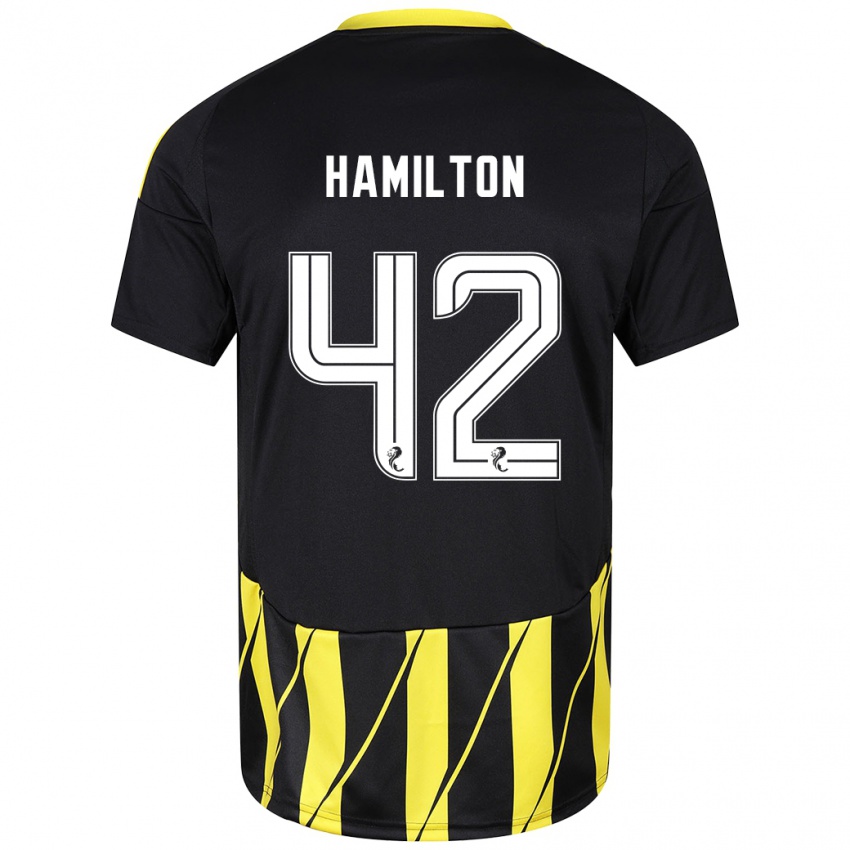 Bambino Maglia Brendan Hamilton #42 Nero Giallo Kit Gara Away 2024/25 Maglietta