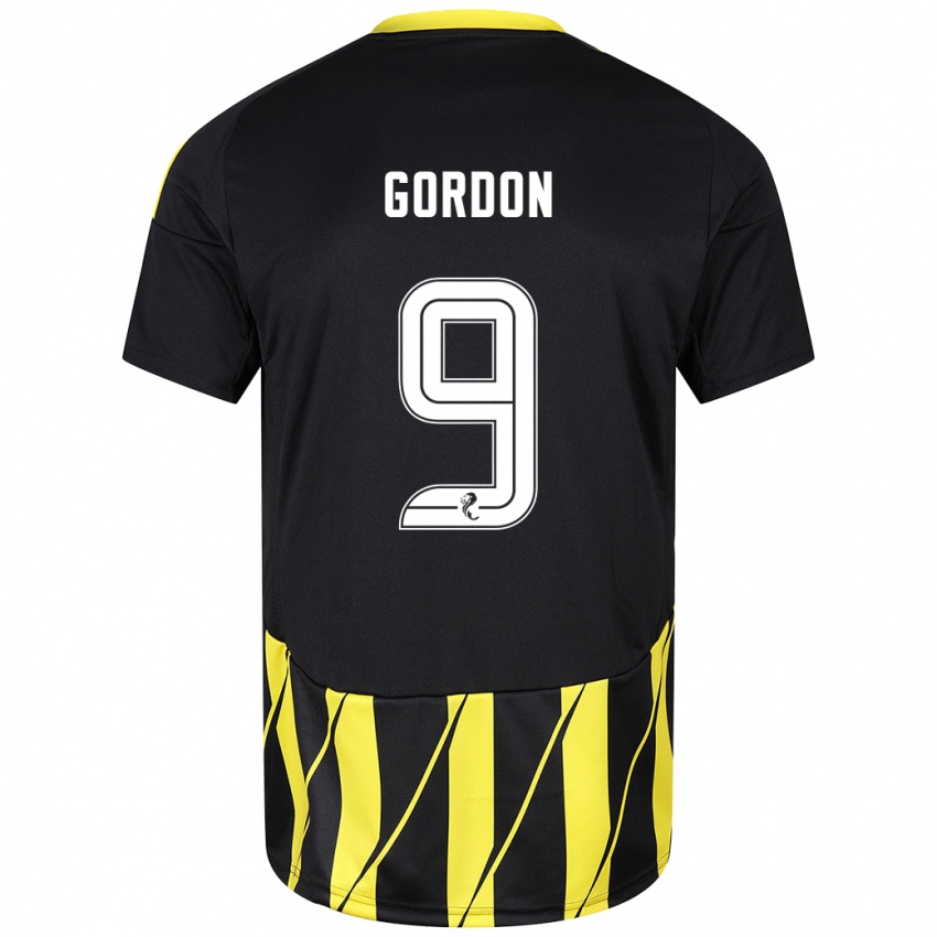 Bambino Maglia Lauren Gordon #9 Nero Giallo Kit Gara Away 2024/25 Maglietta