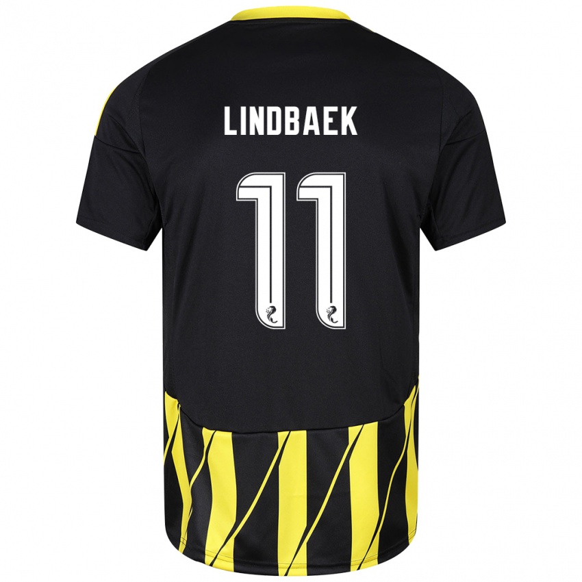 Bambino Maglia Adele Lindbaek #11 Nero Giallo Kit Gara Away 2024/25 Maglietta