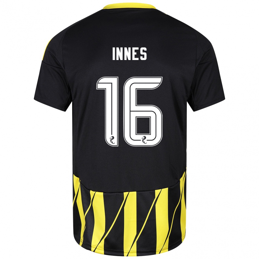 Bambino Maglia Hannah Innes #16 Nero Giallo Kit Gara Away 2024/25 Maglietta