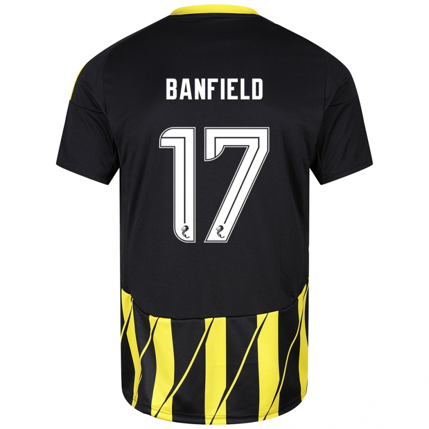 Bambino Maglia Keeley Banfield #17 Nero Giallo Kit Gara Away 2024/25 Maglietta