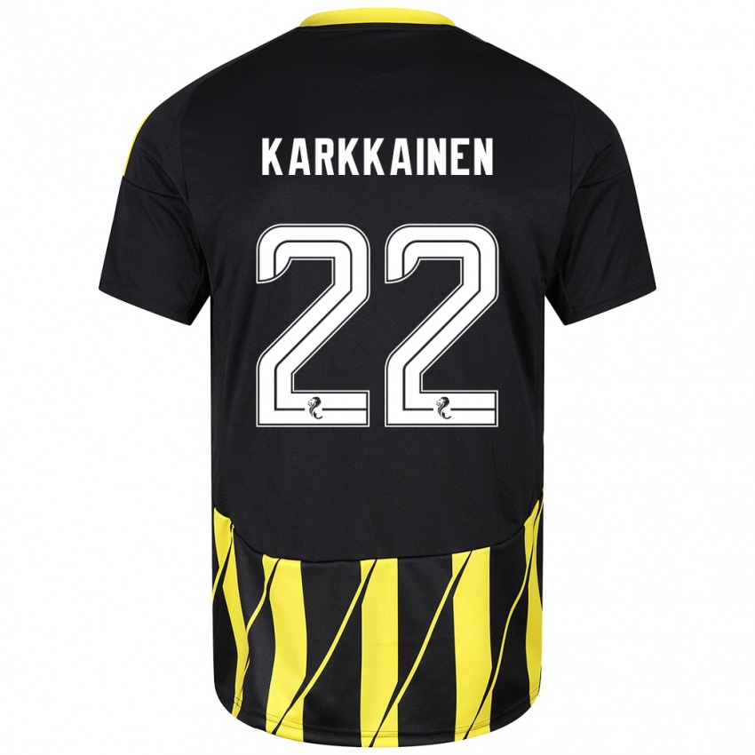 Bambino Maglia Elena Kärkkäinen #22 Nero Giallo Kit Gara Away 2024/25 Maglietta