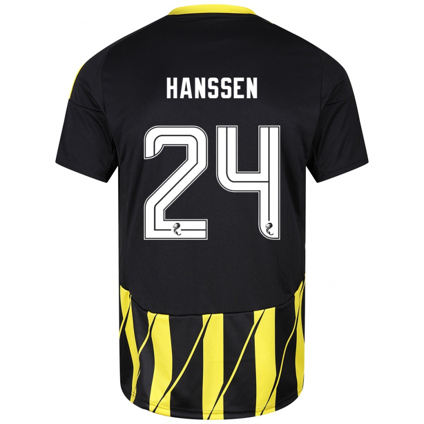 Bambino Maglia Nadine Hanssen #24 Nero Giallo Kit Gara Away 2024/25 Maglietta