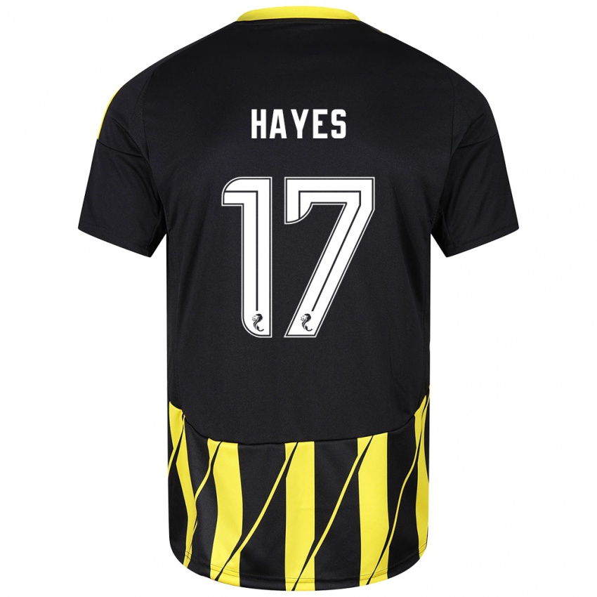 Bambino Maglia Jonny Hayes #17 Nero Giallo Kit Gara Away 2024/25 Maglietta