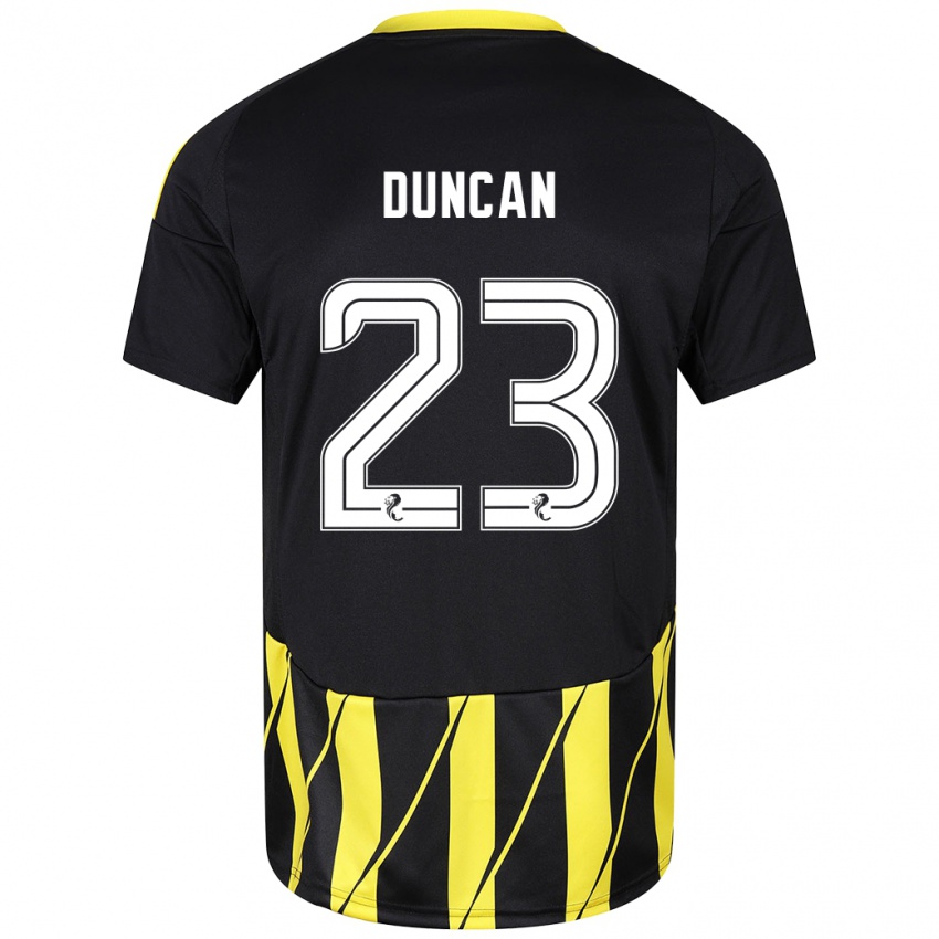 Bambino Maglia Ryan Duncan #23 Nero Giallo Kit Gara Away 2024/25 Maglietta