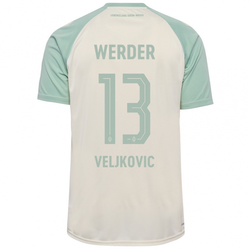 Bambino Maglia Milos Veljkovic #13 Bianco Sporco Verde Chiaro Kit Gara Away 2024/25 Maglietta