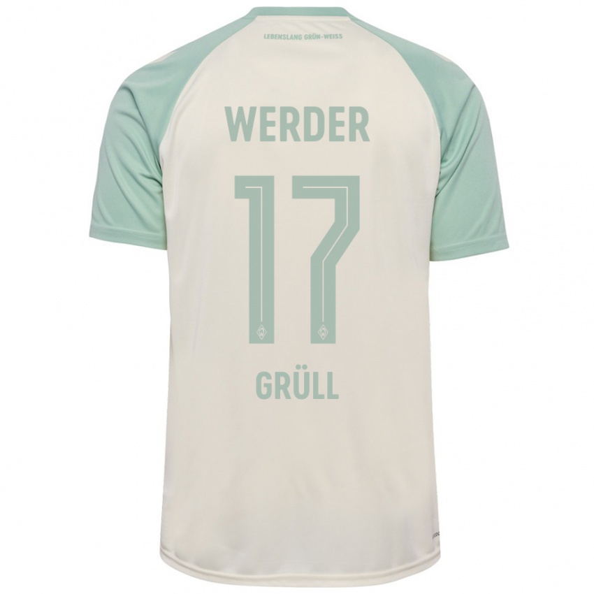 Bambino Maglia Marco Grüll #17 Bianco Sporco Verde Chiaro Kit Gara Away 2024/25 Maglietta